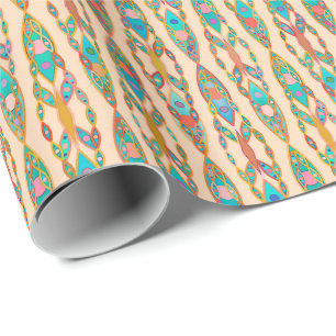 Tribale batik - Peach roze en Turquoise Cadeaupapier