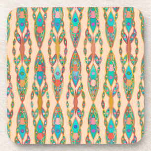 Tribale batik - Peach roze en Turquoise Drankjes Onderzetter