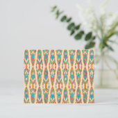 Tribale batik - Perzikroze en Turquoise Briefkaart (Staand voorkant)
