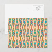 Tribale batik - Perzikroze en Turquoise Briefkaart (Voorkant / Achterkant)
