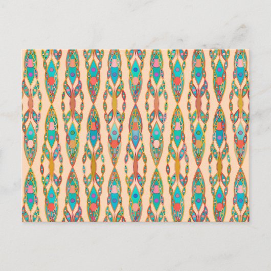 Tribale batik - Perzikroze en Turquoise Briefkaart (Voorkant)