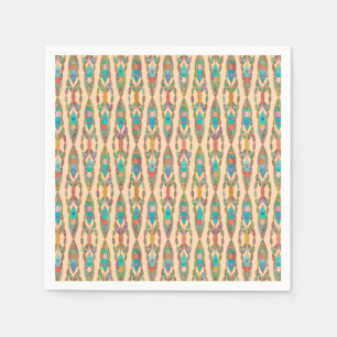 Tribale batik - Perzikroze en Turquoise Servetten