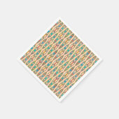 Tribale batik - Perzikroze en Turquoise Servetten (Hoek)