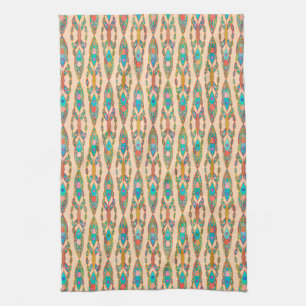 Tribale batik - Perzikroze en Turquoise Theedoek