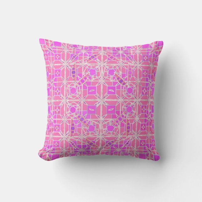 Tribale batik - roze tinten kussen (Voorkant)