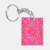 Tribale batik - schaduwen van fuchsia roze sleutelhanger (Voorkant Links)