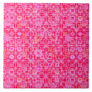 Tribale batik - schaduwen van fuchsia roze tegeltje