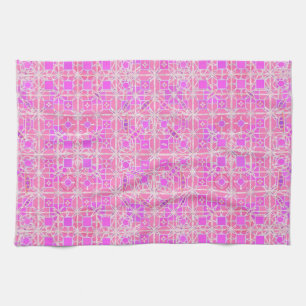 Tribale batik - schaduwen van roze en orchidee theedoek