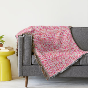 Tribale batik - schoppen van roze en koraal deken