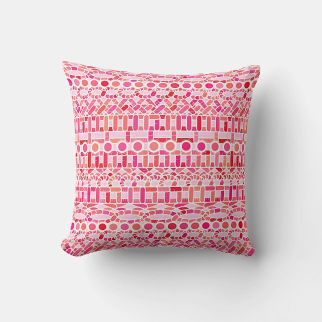 Tribale batik - schoppen van roze en koraal kussen (Voorkant)