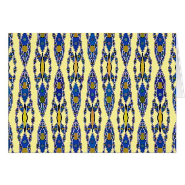 Tribale batik - Steel Blue, Grey and Yellow (Voorkant Horizontaal)