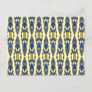 Tribale batik - Steel Blue, Grey and Yellow Briefkaart