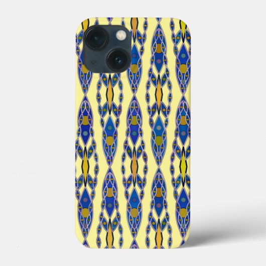 Tribale batik - Steel Blue, Grey and Yellow Case-Mate iPhone Case (Achterkant)