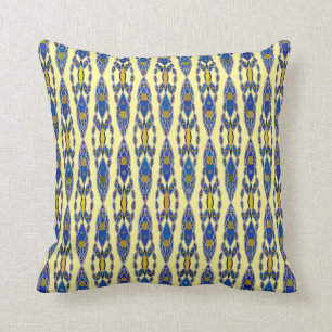 Tribale batik - Steel Blue, Grey and Yellow Kussen