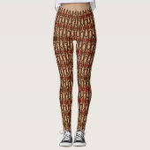 Tribale batik - Tan en koraal Leggings (Voorkant)