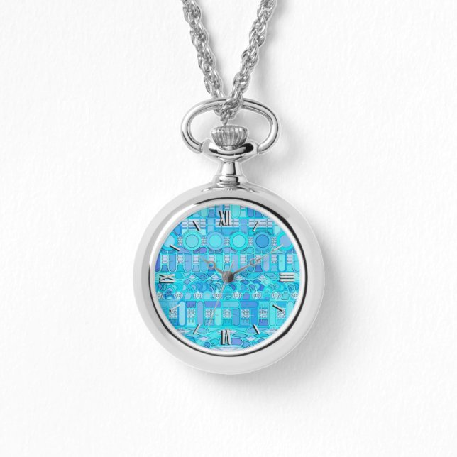 Tribale batik - tinten blauw horloge (Voorkant)