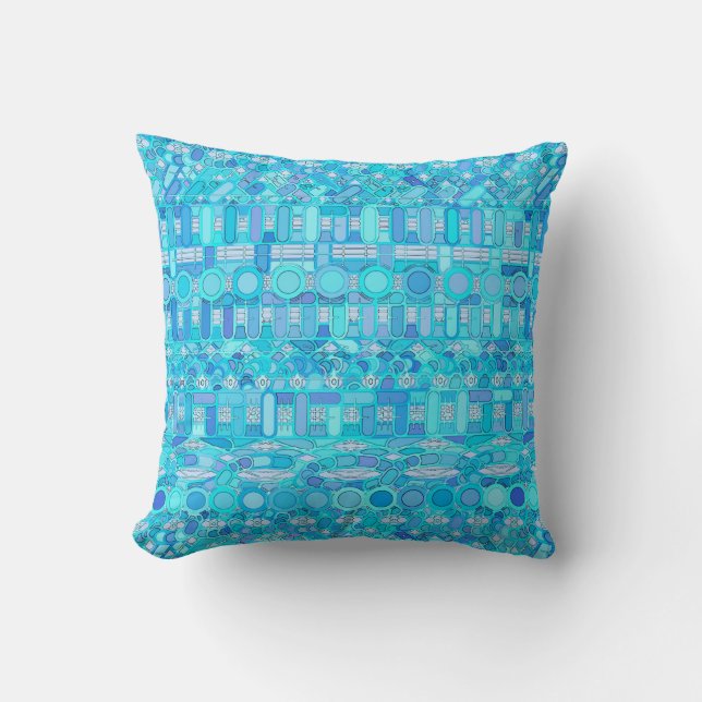 Tribale batik - tinten blauw kussen (Voorkant)