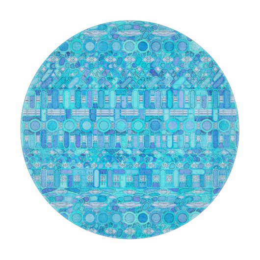 Tribale batik - tinten blauw snijplank (Voorkant)