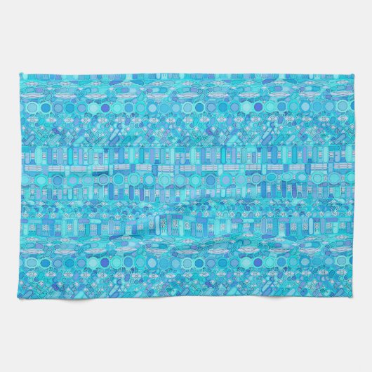 Tribale batik - tinten blauw theedoek (Horizontaal)
