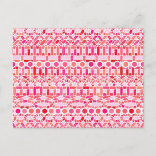 Tribale Batik - tinten roze en koraal Briefkaart