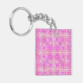 Tribale Batik - tinten roze en orchidee Sleutelhanger (Voorkant Links)