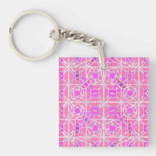 Tribale Batik - tinten roze en orchidee Sleutelhanger (Voorkant)