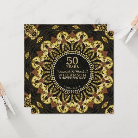 Tribale Batik Zonnebloem Aarde Fusie Jubileum  Kaart (Voorkant / Achterkant in situ)