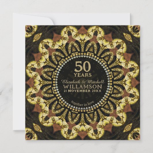 Tribale Batik Zonnebloem Aarde Fusie Jubileum  Kaart (Voorkant)