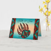 Tribale Beer Paw Birthday Kaart (Gele Bloem)