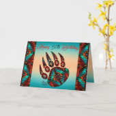 Tribale Beer Paw Birthday Kaart (Gele Bloem)