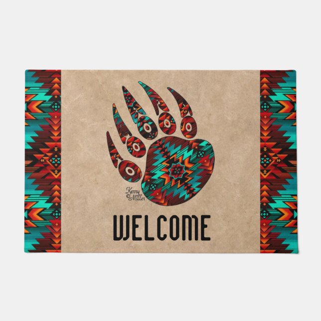 Tribale Beer Paw Doormat Deurmat (Voorkant)