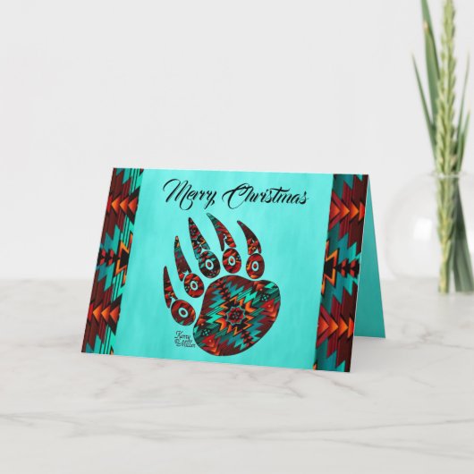 Tribale Beer Paw Holiday Card Feestdagen Kaart (Voorkant)