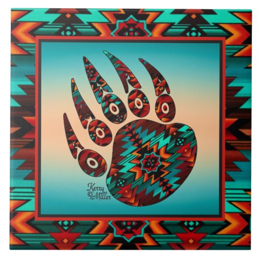 Tribale Beer Paw-keramische Tegel Tegeltje (Voorkant)