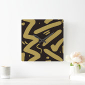 Tribale Black en Gold Vierkante Klok (Huis)