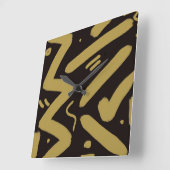 Tribale Black en Gold Vierkante Klok (Hoek)