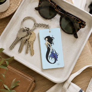 Tribale Blauwe Zeemeermin Elegante Fantasie Sirene Sleutelhanger
