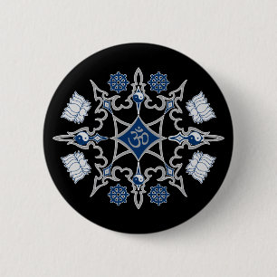 Tribale boeddhistische symbolen ronde button 5,7 cm