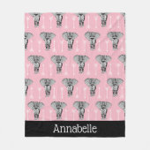 Tribale Boheemse Olifanten en witte pijlen Fleece Deken (Voorkant)