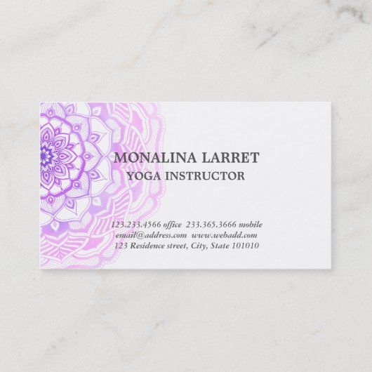 Tribale Bohemen Paarse Waterverf Mandala Drawing Visitekaartje (Achterkant)