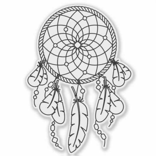 Tribale Boho Dreamcatcher Omlijning Sticker (Voorkant)