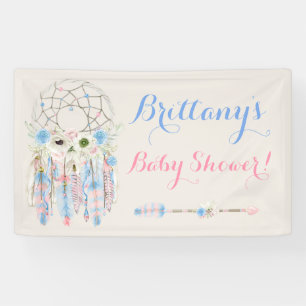 Tribale Boho Droomvanger Babyblauw & Roze Spandoek