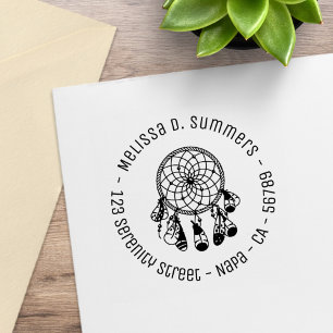 Tribale Boho Droomvanger Ronde Adres 4 Rubberstempel