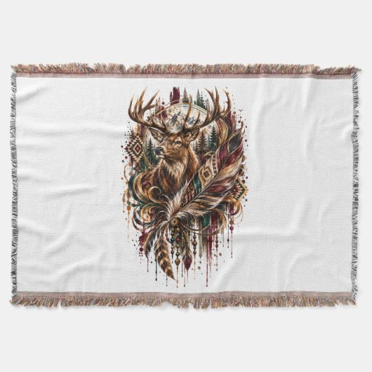 Tribale Boho Herten, Dromend van Herten Deken (Voorkant)