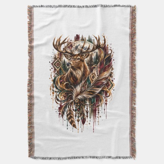 Tribale Boho Herten, Dromend van Herten Deken (Voorkant Verticaal)