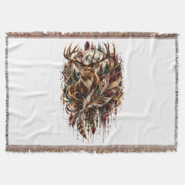 Tribale Boho Herten, Dromend van Herten Deken