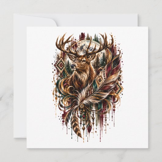 Tribale Boho Herten, Dromend van Herten Kaart (Voorkant)