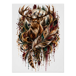 Tribale Boho Herten, Dromend van Herten Perfect Poster
