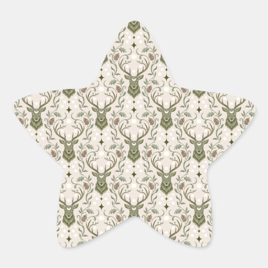 Tribale Boho Herten, Dromend van Herten Ster Sticker (Voorkant)