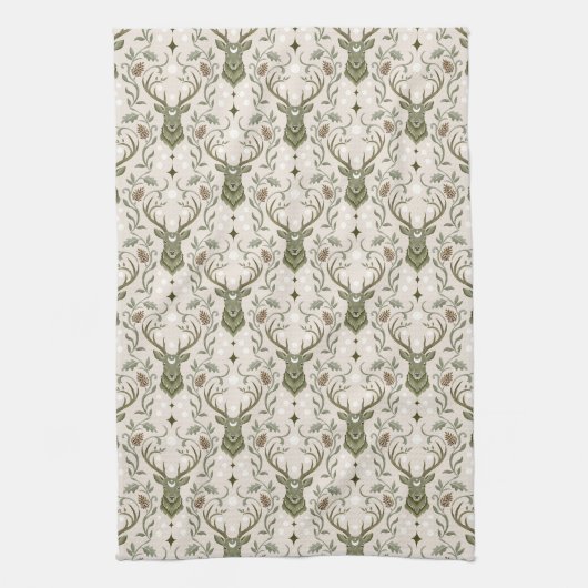 Tribale Boho Herten, Dromend van Herten Theedoek (Verticaal)
