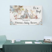 Tribale bosdieren jongens babyshower achtergrond spandoek (Beurs)